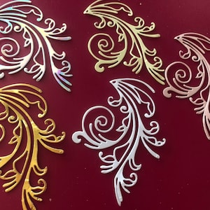 CORNER SWIRL FLOURISHES, Set of 4 Die Cut and Embossed Corner Flourishes for Papercraft, Card Making, Collage, Scrapbooks, Home Decor, Art