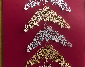 Troqueles de esquina de rosas hechos a mano, adornos de papel repujado para manualidades, juego de 4