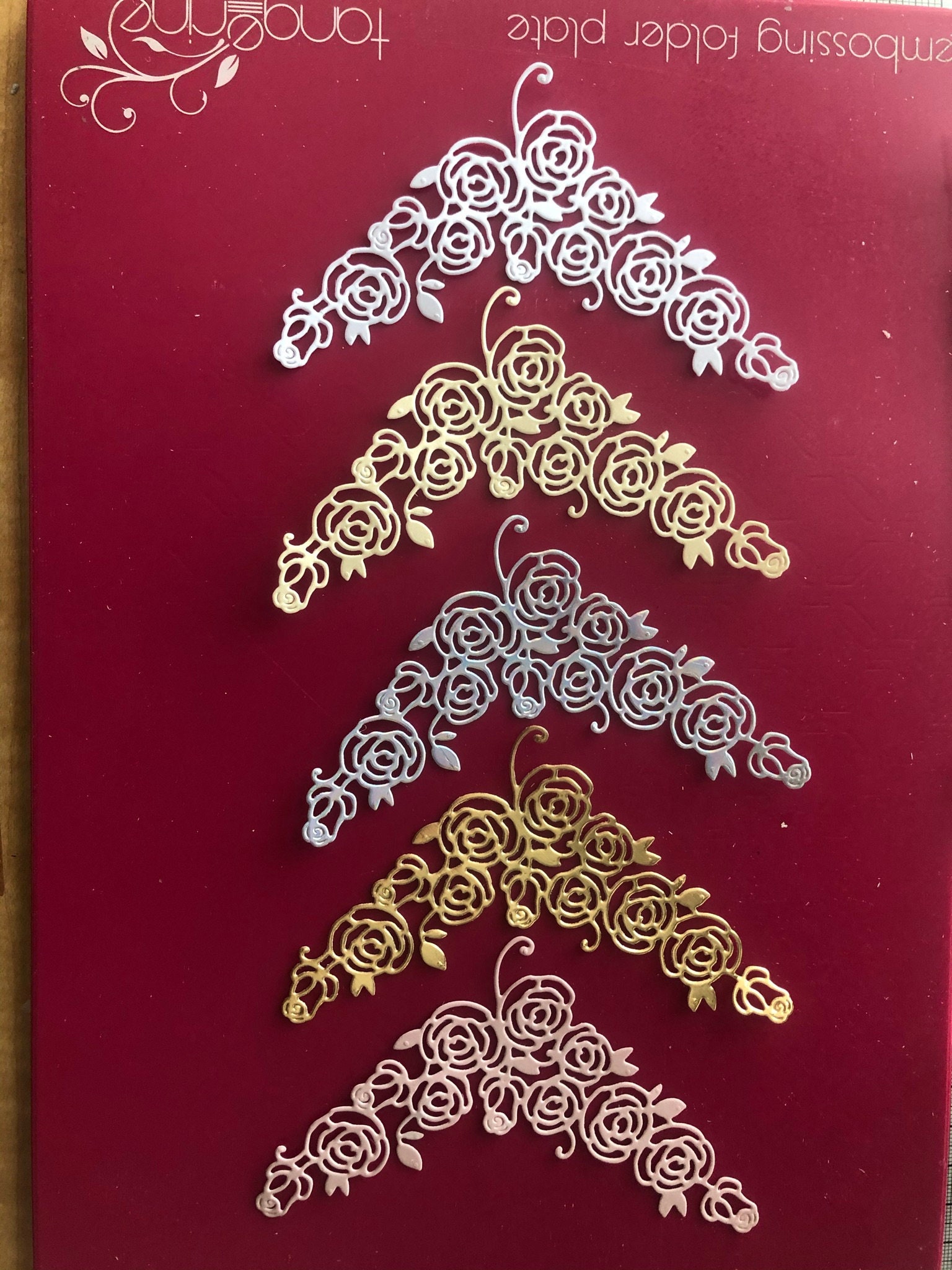 Handmade Rose Corner Die Cuts, Embossed Paper Craft Accents, Set of 4 ...