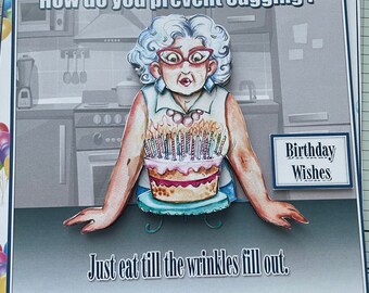 BIRTHDAY CARD, Handmade 3d Ex Large LUXURY Birthday Greeting Card, Ladies Fun Birthday Card, Fun Birthday Card, Papercraft, Cardmaking, Art