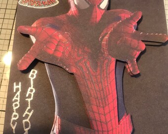 SPIDERMAN, Handmade Large 3D Topper of DC Comics Amazing Spiderman in one of his Iconic poses BIRTHDAY card