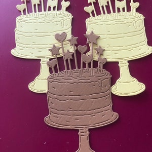 Embossed Birthday Cake Die Cuts: Handmade Papercraft Set of 3