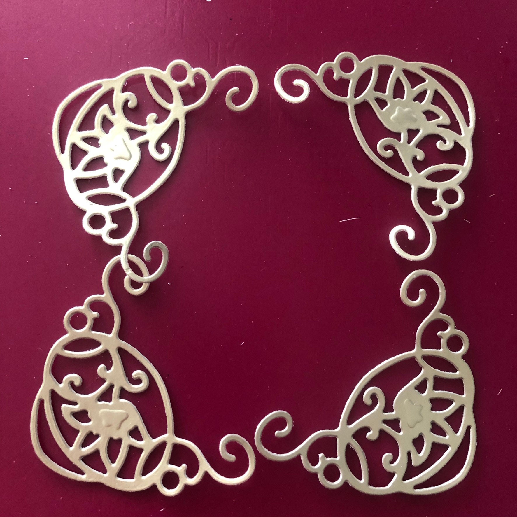 CORNER ACCENTS, Die Cut and Embossed Set of 4 Small Detailed Corner