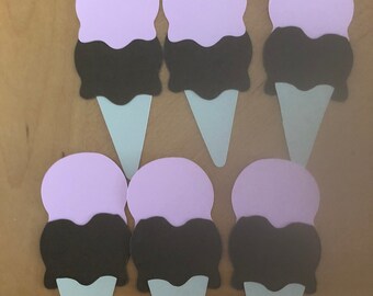 Die Cut Set of 6 ICE CREAM Cones or SUNDAE Embellishments for Card making, Scrapbook pages, Art, Home Decor or Collage