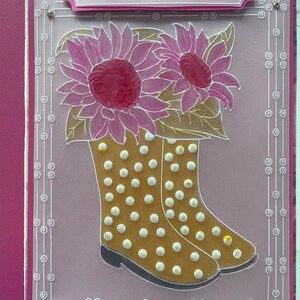 BIRTHDAY, ANNIVERSARY Card, Handmade Traditional PARCHMENT Florals, Birthday Card, Anniversary Card, Greeting Card,