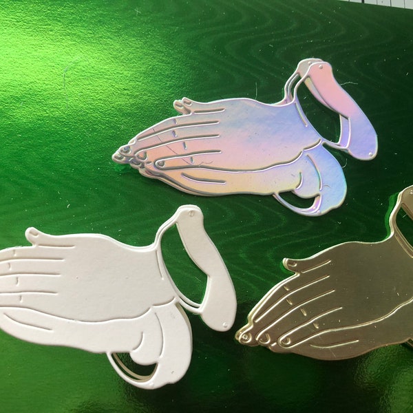 PRAYING HANDS, Die Cut and Embossed Set of 3 PRAYING Hands for any Religious Papercraft Projects, Card Making, Scrapbooks, Collage, Art