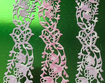TULIP BORDERS, Die Cut and Embossed Set of 3 TULIP Borders for Papercraft Projects, Card Making, Scrapbook Pages, Art, Collage, Home Decor