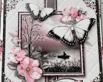 Handmade 3D Butterfly Birthday Card with Gift Label
