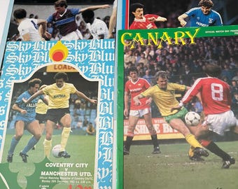 MANCHESTER UNITED, Set of 13 Away Game Programs 1983, 84 season, Soccer Memorabilia