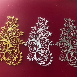 Leafy Flourish Die Cuts: Embossed Cardstock Embellishments (Set of 3)