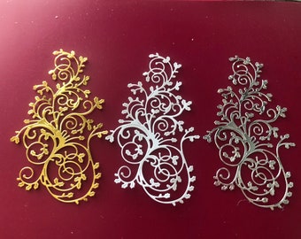 Leafy Flourish Die Cuts: Embossed Cardstock Embellishments (Set of 3)