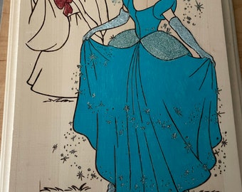 Handcrafted Pyrography Cinderella Wood Wall Art, Fairy Godmother Home Decor