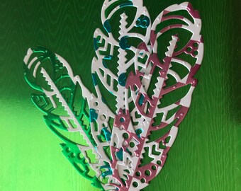 Die Cut and Embossed Colorful Large Feathers, 3 Choices Available, use for all your PAPERCRAFT PROJECTS, Art or Home Decor