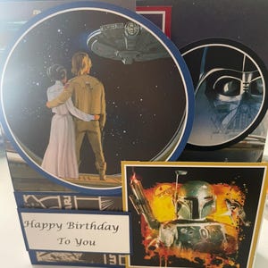 BIRTHDAY, Handmade Colorful Large Toppers DISNEY&#39;S STARWARS Birthday Card, Greeting Card, Birthday Greeting Card, Luke Skywalker Darth Vader