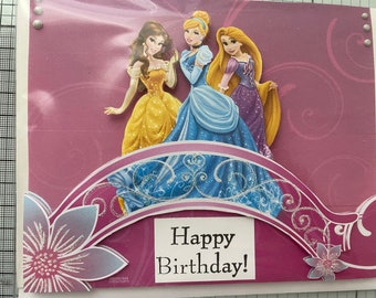 Handmade 3D Disney Princess Birthday Card