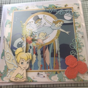 TIGER LILY, Handmade Disney&#39;s TINKERBELL Spends time with Wendy, Michael & John and Tiger Lily, Birthday Card, Greeting Card, Disney  Card