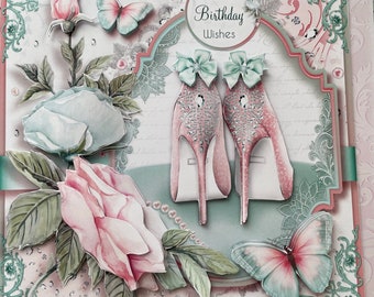 BIRTHDAY CARD, Handmade 3d Ex Large Luxury BIRTHDAY Greeting Card with Matching Insert, Envelope, Gift Label, Happy Birthday, Greeting Card