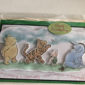 BIRTHDAY, Handmade Die Cut, 3d DISNEY&#39;S WINNIE The Pooh and Friends Having Fun Together Birthday Card, Greeting Card, Birthday Greeting
