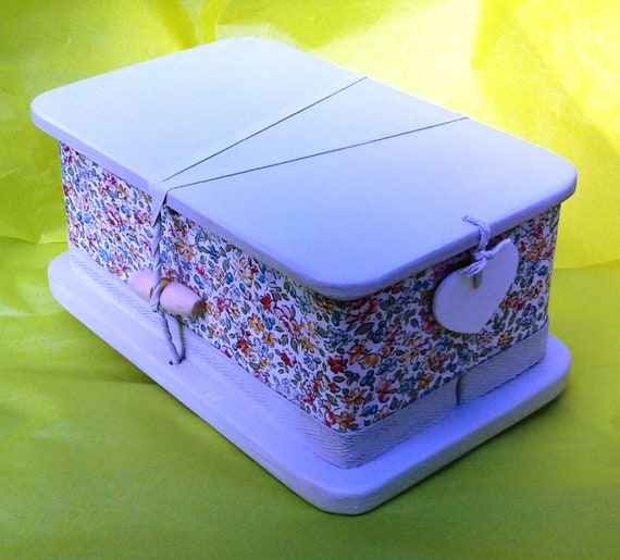 Blossom - tiny baby coffin - hint of green lid, base and ribbon
