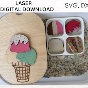 Ice Cream Flisat Insert Trofast Lid Template for IKEA Flisat Sensory Table Small Trofast Bin Lid Insert Laser Cutting File Digital Download