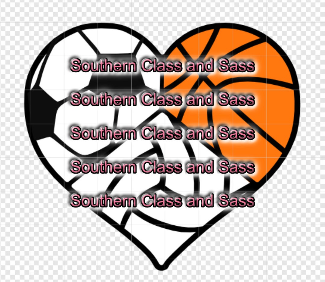 Soccer, Basketball, Volleyball Heart SVG Etsy