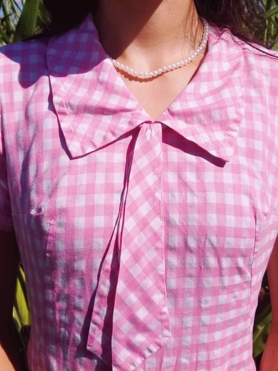 Barbie style vintage Gingham pink dress