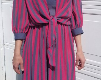 Vintage Grey and fushia chiffon dress