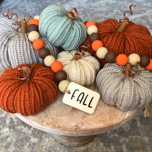 Knit Pumpkin Stuffed Pumpkin Fall Decor Fall Decorations Etsy