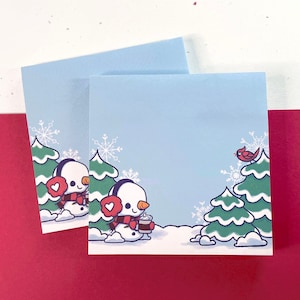 Cute Snowman sticky notes (winter scene, christmas stationery, memo pad, stickynotes, notepad, post it notes)