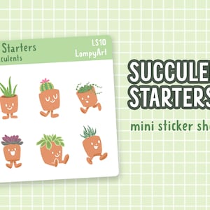 Pegatinas de plantas suculentas / Lil Starters / mini hoja de pegatinas etiquetas amantes de las plantas regalo en maceta kawaii lindo jardín aloe cactus echeveria aeonium