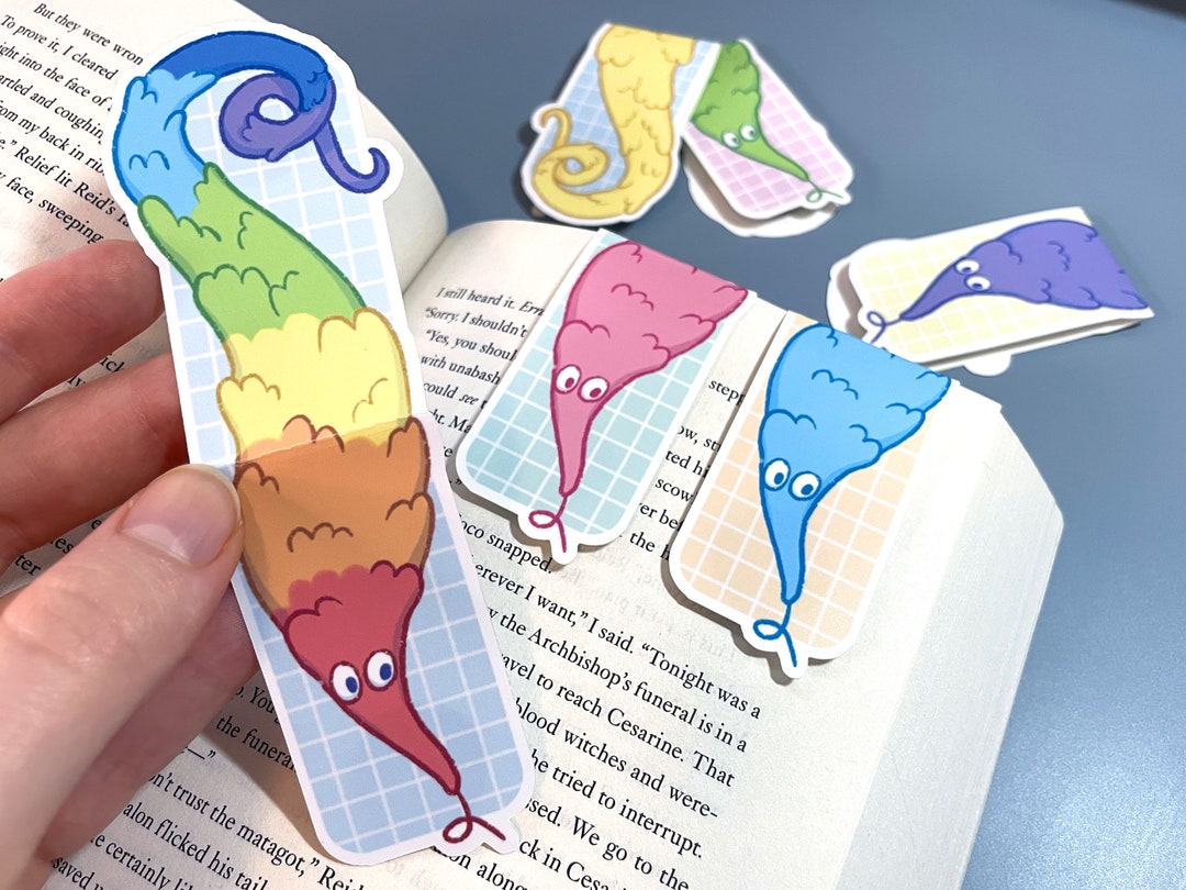 Bookmarks Rhyms Worm on a String Magnetic Bookmark // Funny Handdrawn Art, Book Lover ...