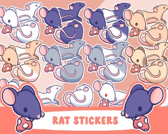 Rat Sticker Set Custom (choose your rat color! white black albino cream siamese gray himalayan)