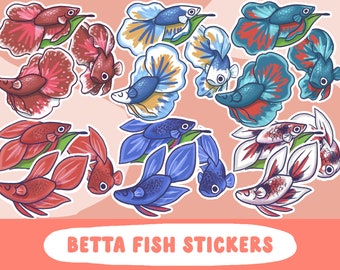 Betta Fisch Sticker Set Custom (wähle die Farbe deines Bettas!