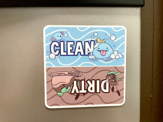Clean Dirty Dishwasher Magnet Sign Indicator - Funny Magnetic Yes Wait  Design