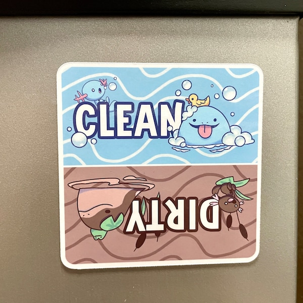 Pokemon Dishwasher Magnet - clodsire quagsire wooper clean dirty