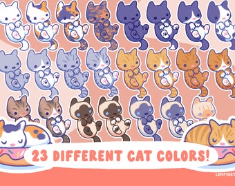 Choose your Cat color! Cat Sticker Pack Custom (23 different breeds, siamese ragdoll tabby tuxedo calico tortie tortoiseshell)