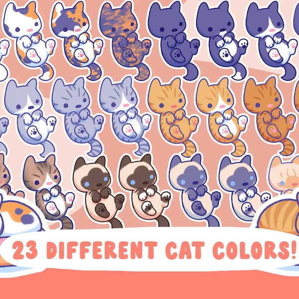 Wähle deine Katzenfarbe! Cat Sticker Pack Custom (23 verschiedene Rassen, siamesische Ragdoll Smoking calico tortoiseshell)