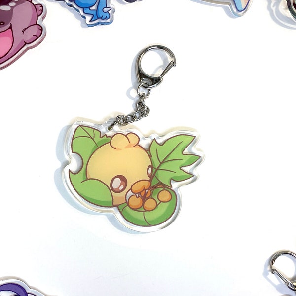 Sewaddle Pokemon Charm Acrylic Keychain // Pokemon Gift