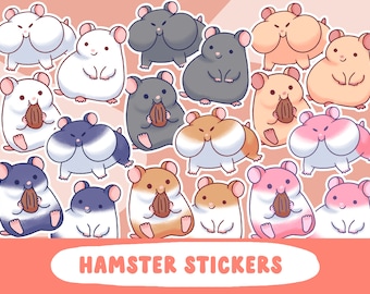 Conjunto de pegatinas de hámster personalizado (¡elige el color de tu hámster!)