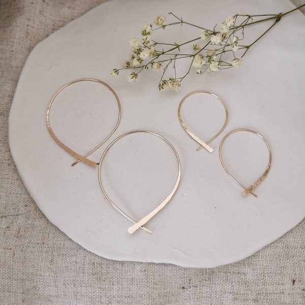 LOLA// Hammered Wishbone Earrings • Criss Cross Hoops • Hammered Cross Hoops • Ear Threaders • Minimalist Earrings •