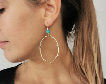 INDRA// Kingsman Turquoise Branch Hoops