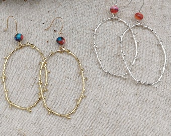 INDRA// Spiny Oyster Turquoise Branch Hoops