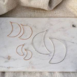 LUNA// Crescent Moon Hoops • Moon Earrings • Celestial Earrings