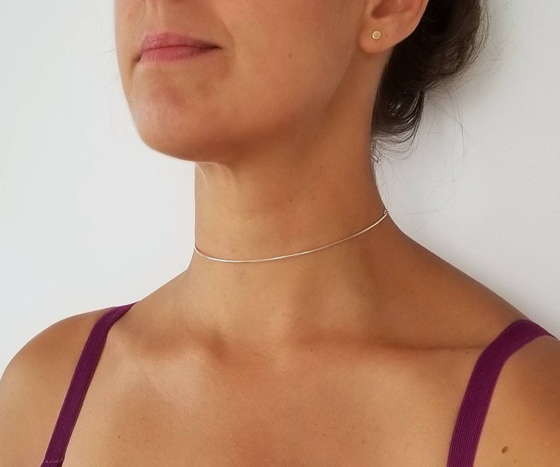 YLANA// Choker Necklace Sexy Collarbone Necklace Minimalist Jewelry Hammered Choker Necklace Dainty Necklace Layering Necklace image 10
