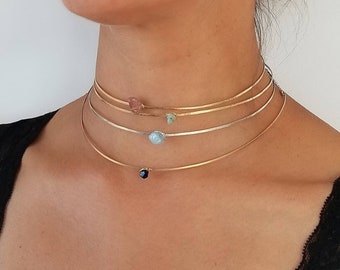 YLANA// Choker Necklace • Collarbone Necklace • Minimalist Jewelry • Hammered Choker Necklace • Dainty Necklace • Layering Necklace •