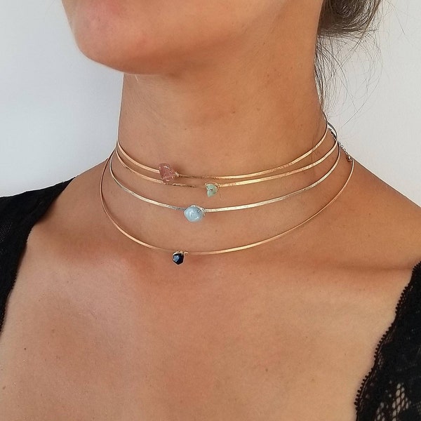 YLANA// Choker Necklace • Collarbone Necklace • Minimalist Jewelry • Hammered Choker Necklace • Dainty Necklace • Layering Necklace •