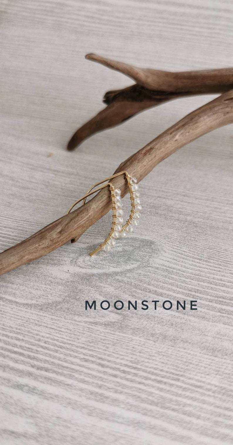 NOVA Tiny Cascading Gemstone Ear Threaders \u2022 Choose your Gemstone \u2022 Earring Threads \u2022 Minimalist Earrings Wires \u2022 Wishbone Earrings