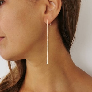 FAE// Shimmer Stick Earrings • Hammered Bar Earrings • Long Thin Line Earrings • 14K Gold • Sterling • Rose Gold • Delicate Minimal Earrings