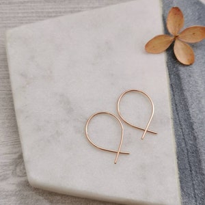 INFINITY// Wishbone Earrings Criss Cross Hoops Tiny Hoops Ear Threaders Minimalist Earrings 14K Gold Rose Gold Sterling Silver image 6