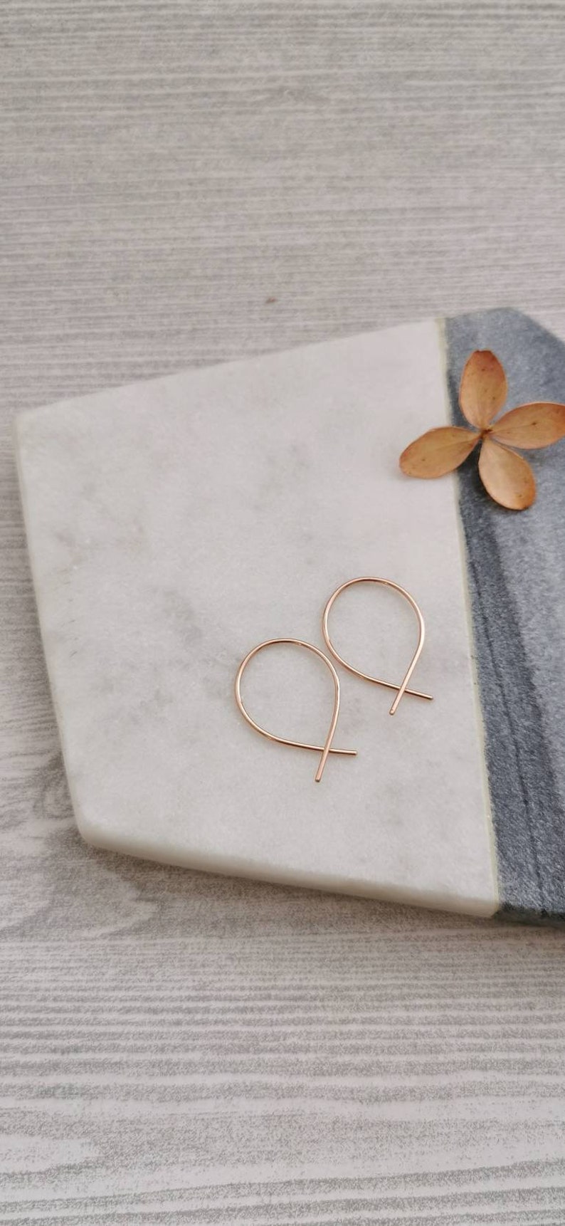 INFINITY// Wishbone Earrings Criss Cross Hoops Tiny Hoops Ear Threaders Minimalist Earrings 14K Gold Rose Gold Sterling Silver image 6